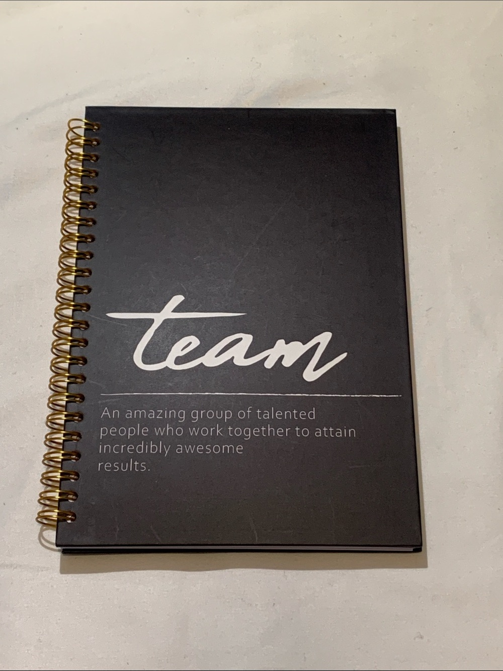 “Team” Spiral Notebook/Journal - Black Cover with Gold Coil